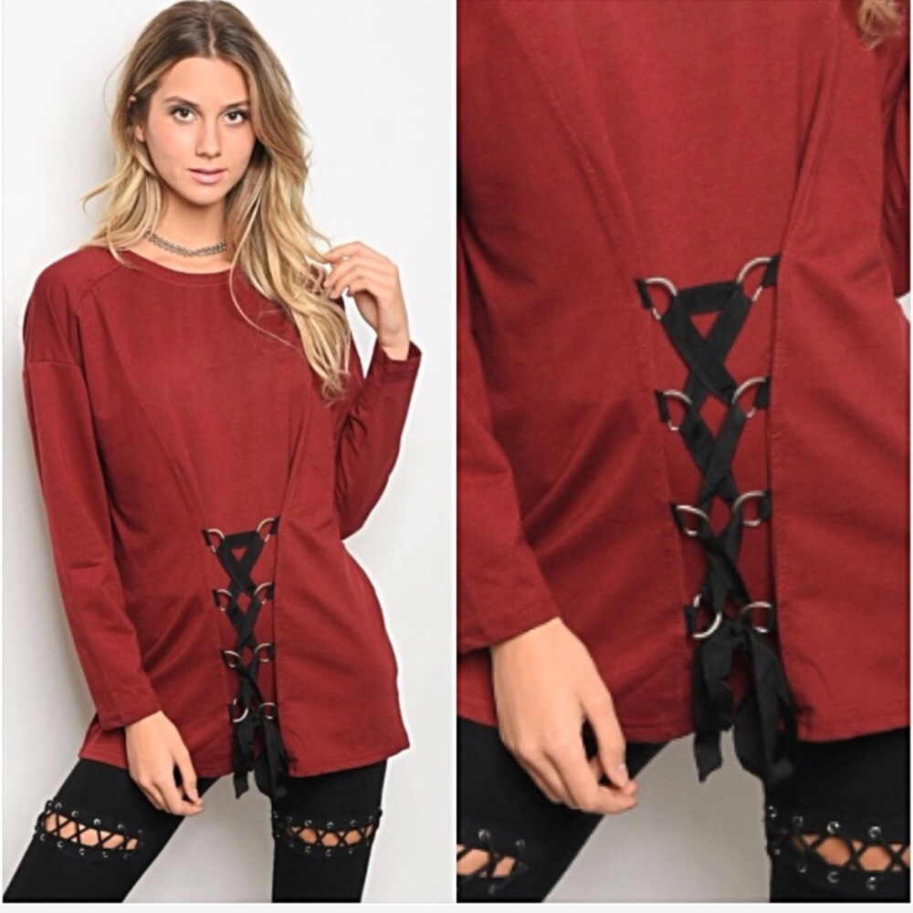 📍SALE Lace Up Corset Slouchy Tunic Top SM